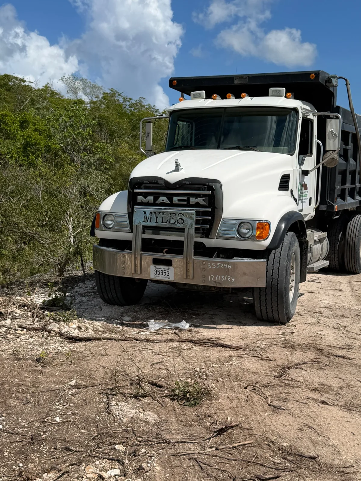 Dump truck supporting material movement